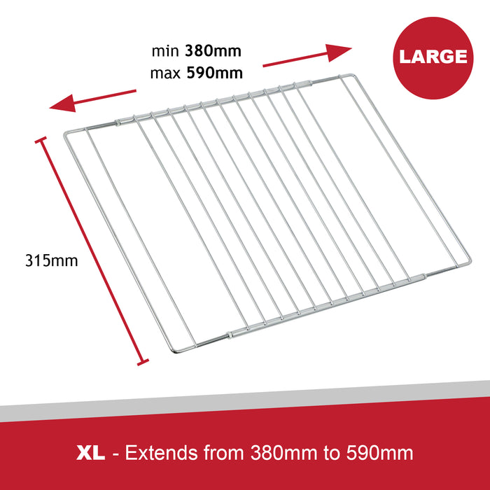 Large Oven Shelf Adjustable Width No Gaps HOTPOINT Extendable Lock Grill 590mm