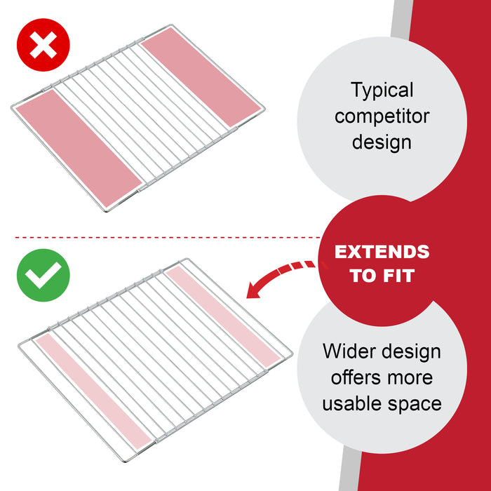 Large Oven Shelf Adjustable Width No Gaps UNIVERSAL Extendable Lock Grill 590mm x 2