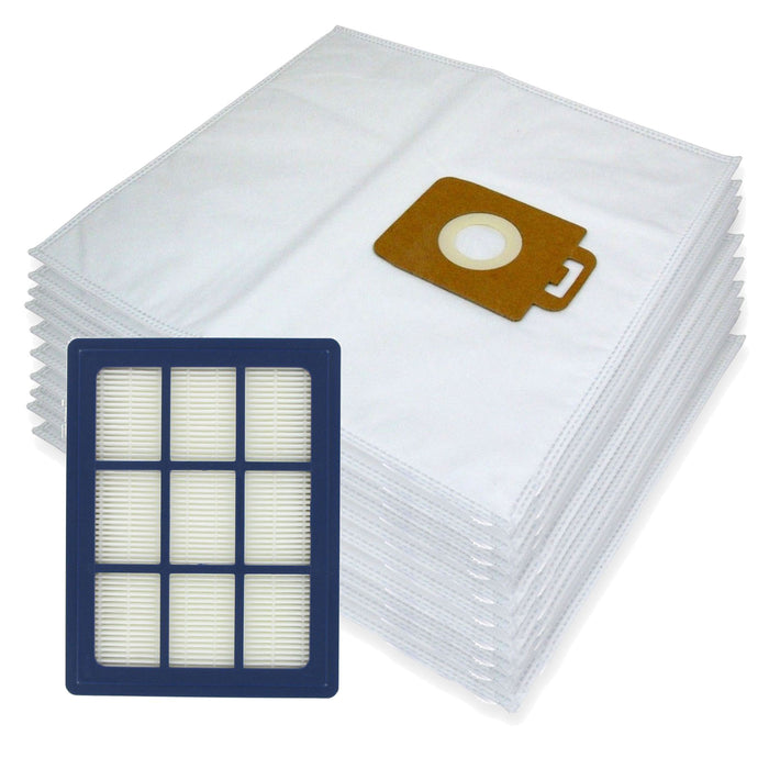 10 x Cloth Bags + H12 HEPA Filter for Nilfisk Power P40 + Allergy Vacuum Cleaner