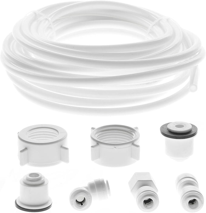 Water Supply Pipe Tube + Fridge Connector Kit for LG American Style Double Fridge / Refrigerator (1/4" Pipe)
