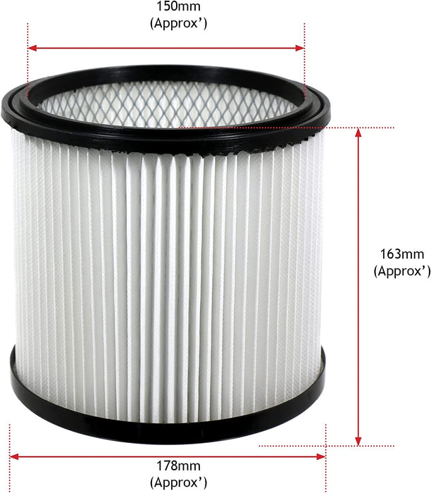 Cartridge Filter for Wickes 215735 Vacuum Cleaner With Blower 20L Wet & Dry