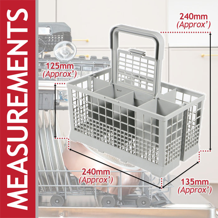 Universal Dishwasher Cutlery Basket Caddy Cage (Removable Handle, 240mm)