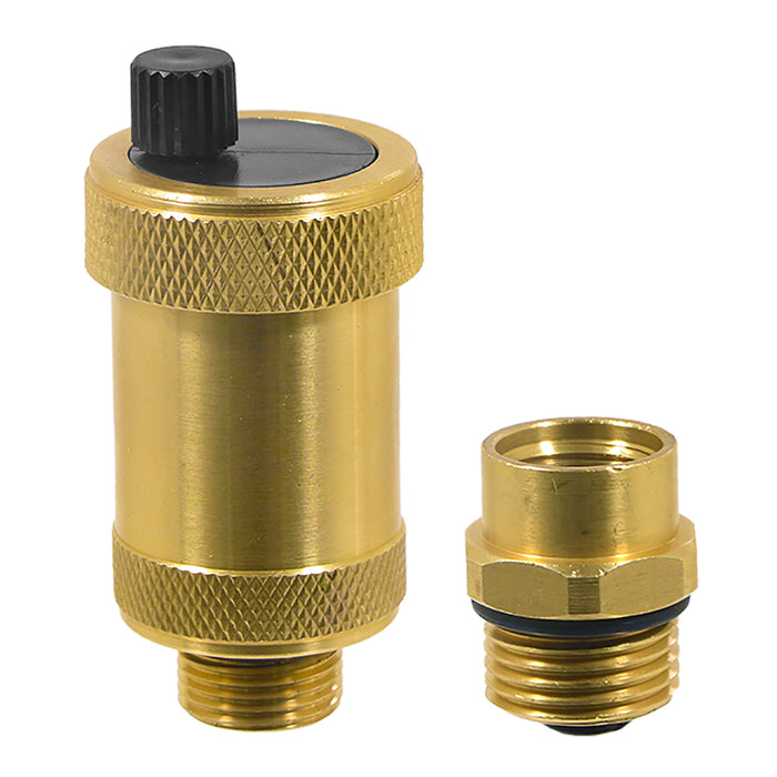 Auto Air Vent 1/2 Brushed Brass Central Heating Boiler Automatic Venting with Check Valve