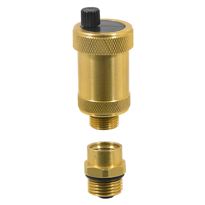 Auto Air Vent 1/2 Brushed Brass Central Heating Boiler Automatic Venting with Check Valve