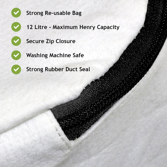 Reusable Zip Up Cloth Bag for Numatic Henry Hetty Vacuum Cleaner