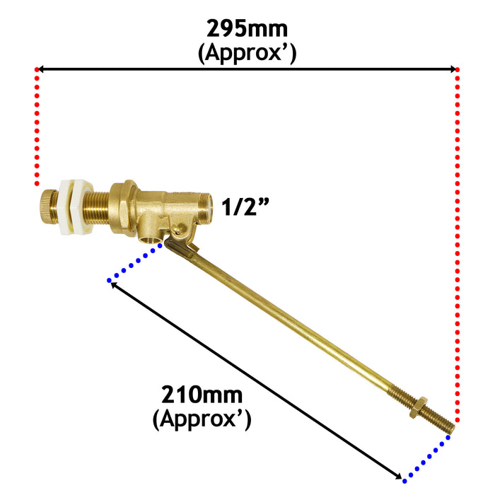 Toilet Float Valve 1/2" Part 1 BS1212/1 High Pressure Side Entry 4 1/2" Copper Ball Kit