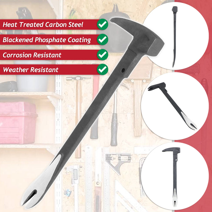 Nail Puller Hammer Crowbar Double Ended 3-in-1 Prying Lifting Crow Bar Tool (10" / 250mm)