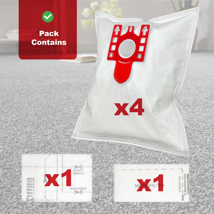4 Bags for MIELE FJM Air Filters 9917710 Cloth Microfibre C1 C2 C3 S4210 S6210
