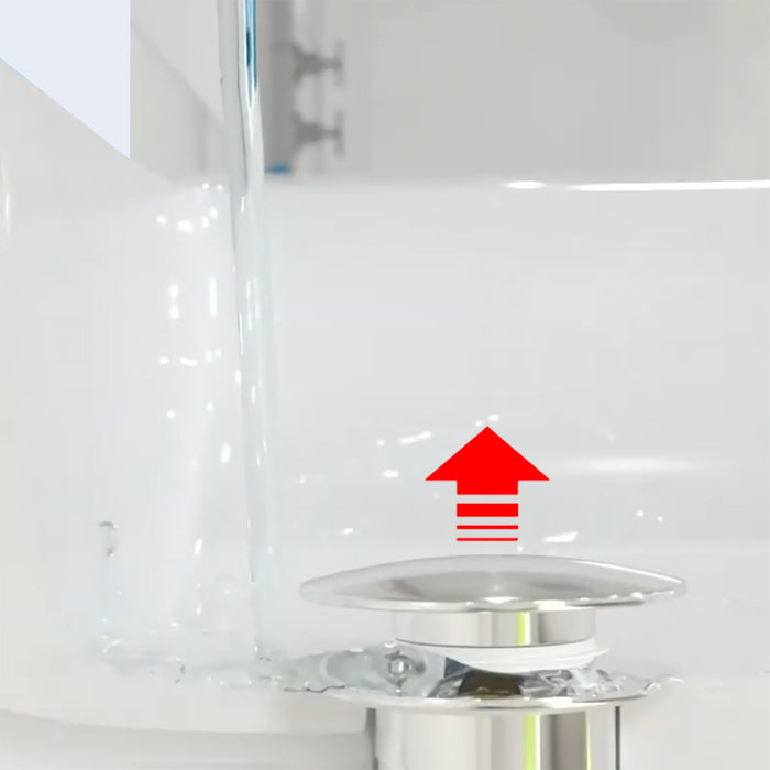 Clicker Basin Waste Bathroom / Kitchen Sink Plug 1 1/4" Round Silver (Slotted with Overflow)