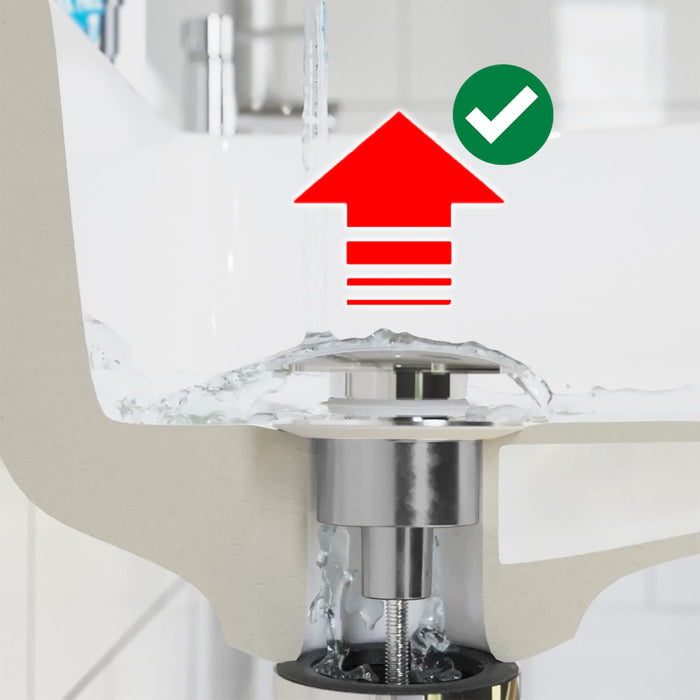 Clicker Basin Waste Plug 1 1/4" 60mm Click Clack Bathroom Sink Pop Up Push Dome (Brushed Nickel)