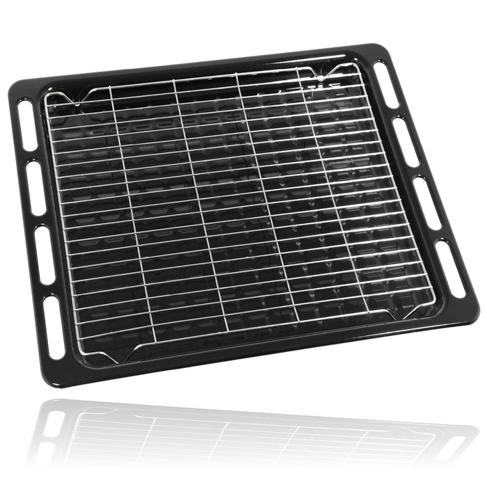 Full Width Oven Grill Tray / Pan Base with Rack UNIVERSAL Bottom 476mm x 374mm