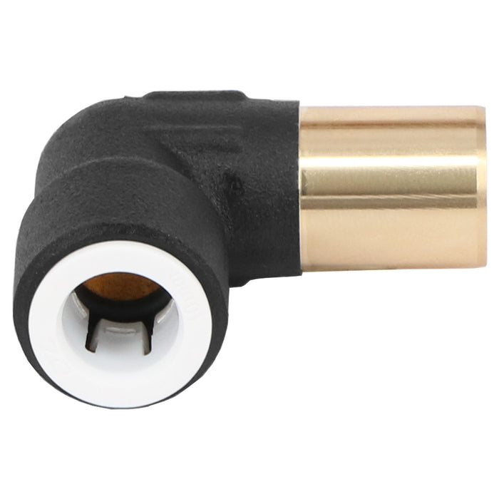 Radiator Valve Reducing Elbow Stem Compression 15mm x 10mm Pushfit Black