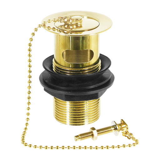 Sink Basin Waste Luxury Slotted Brass Overflow Plug with Chain and Stay (40mm 1 1/4", Gold Finish)