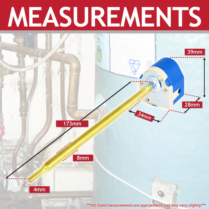 Immersion Water Cylinder Heater Thermostat Dual Safety Control & High Limit Rod Unit (7", 15A, 240V~)