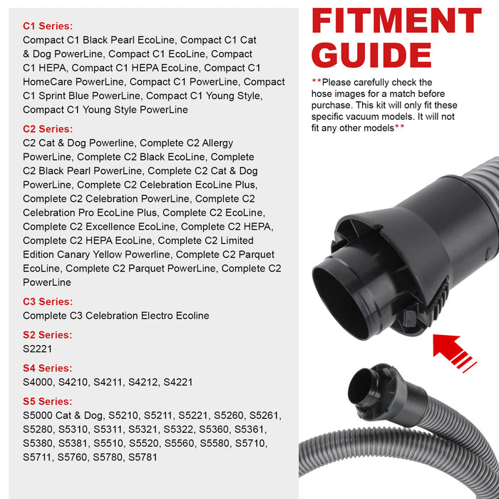 1.8m Hose for Miele S5000 S5 S5210 S5211 S5260 S5261 S5360 S5510 S5980 Vacuum Cleaner