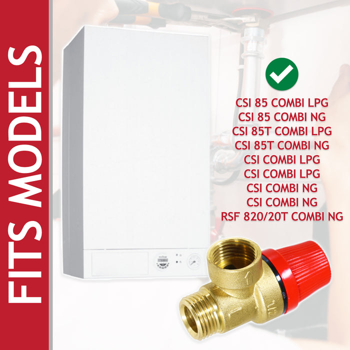 Pressure Relief Safety Valve for Ravenheat CSI 85 85T Boiler 3 Bar 1/2" BSP Male x Female Brass PRV