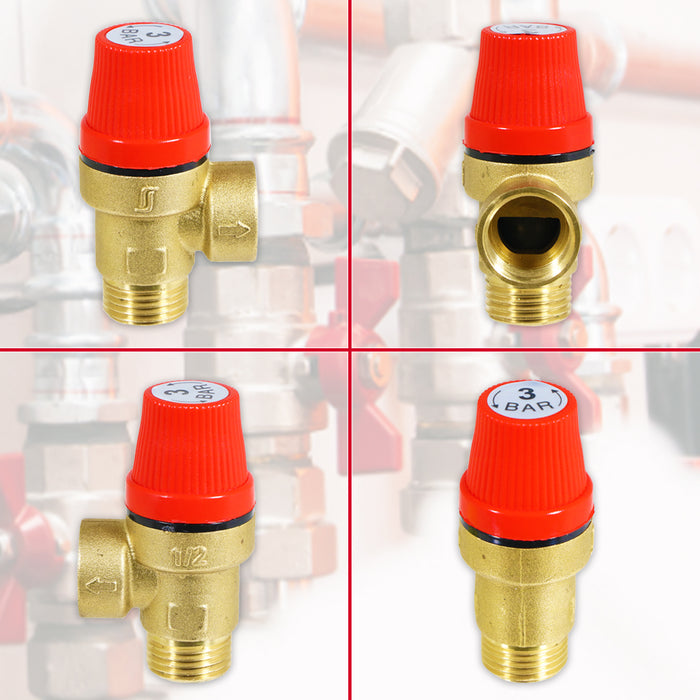 Pressure Relief Safety Valve for Biasi Boiler 3 Bar 1/2" BSP Male x Female Brass PRV