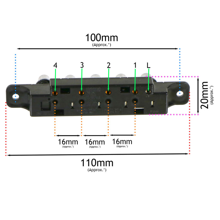 Push Button Selector for Hoover for Candy Cooker Hood Extractor Vent 5 Control Switch Bank