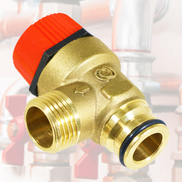 Pressure Relief Safety Valve for Baxi Boiler 3 Bar 1/2" BSP Male x Push Fit Brass PRV