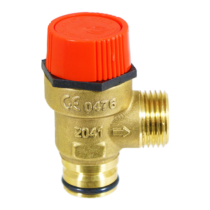 Boiler Pressure Relief Safety Valve 3 Bar 1/2" BSP Male x Push Fit Brass PRV