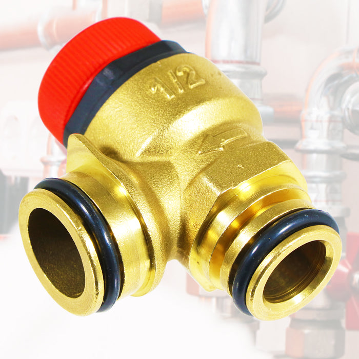 Pressure Relief Valve for Worcester Bosch Greenstar Boiler 3 Bar 1/2" BSP Push Fit Brass Safety PRV