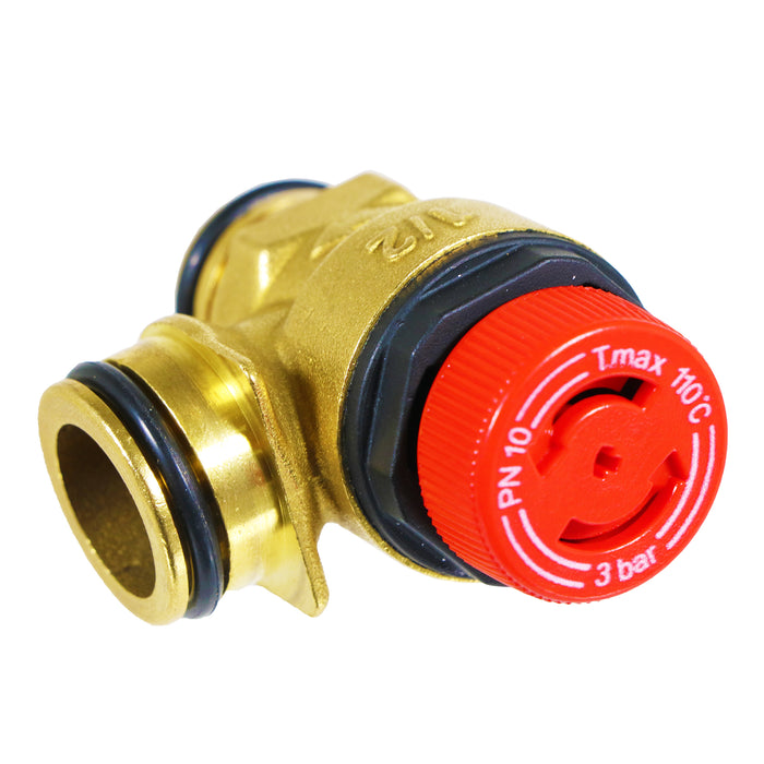 Pressure Relief Valve for Worcester Bosch Greenstar Boiler 3 Bar 1/2" BSP Push Fit Brass Safety PRV