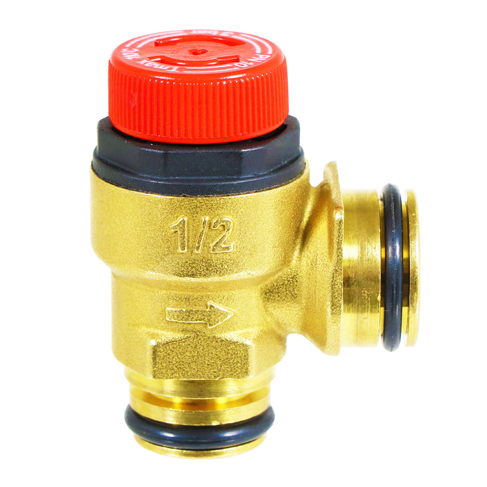 Boiler Pressure Relief Valve 3 Bar 1/2" BSP Push Fit Brass PN 10 Safety PRV