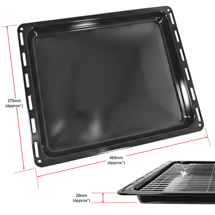 SPARES2GO Oven Grill Tray Shelf UNIVERSAL Full Width Bottom Base Pan Rack 46.5cm x 37.5cm