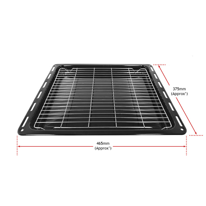 SPARES2GO Oven Grill Tray Shelf UNIVERSAL Full Width Bottom Base Pan Rack 46.5cm x 37.5cm