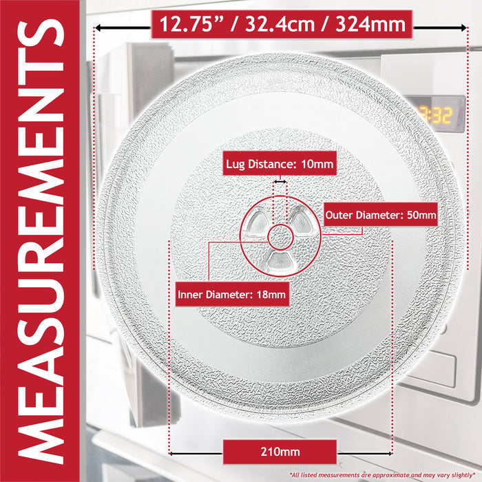 Universal Microwave Turntable Plate Y Type Glass Dish Tray (12.75" / 32.4cm / 324mm)