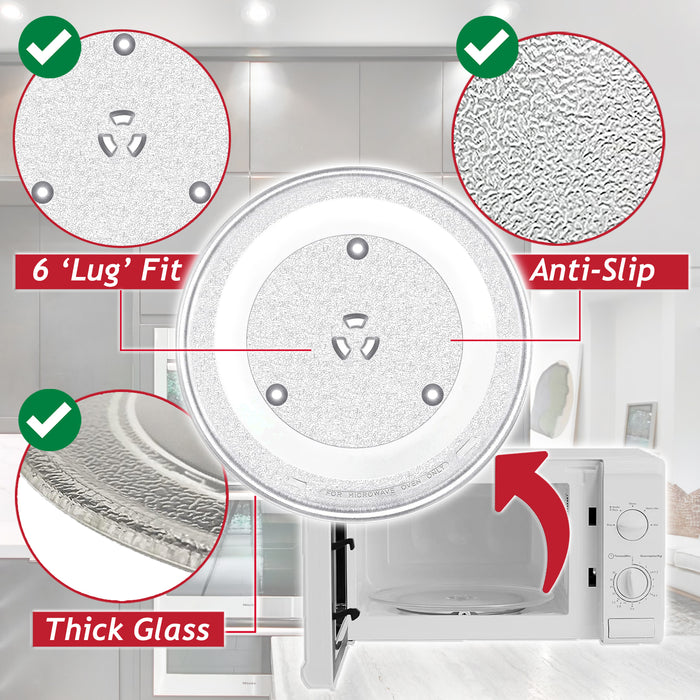 Universal Microwave Turntable Plate 6 Lug Fixing Y Type Glass Dish Tray (13" / 34cm / 340mm)