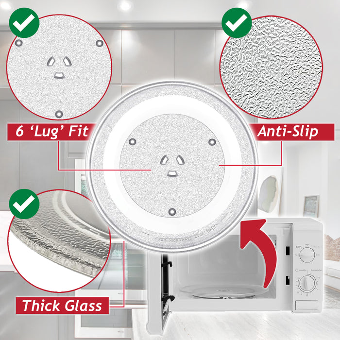 Universal Microwave Turntable Plate 6 Lug Fixing Y Type Glass Dish Tray (13.5" / 34.5cm / 345mm)