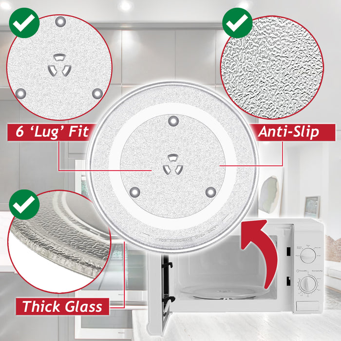 Universal Microwave Turntable Plate 6 Lug Fixing Y Type Glass Dish Tray (16.5" / 42cm / 420mm)