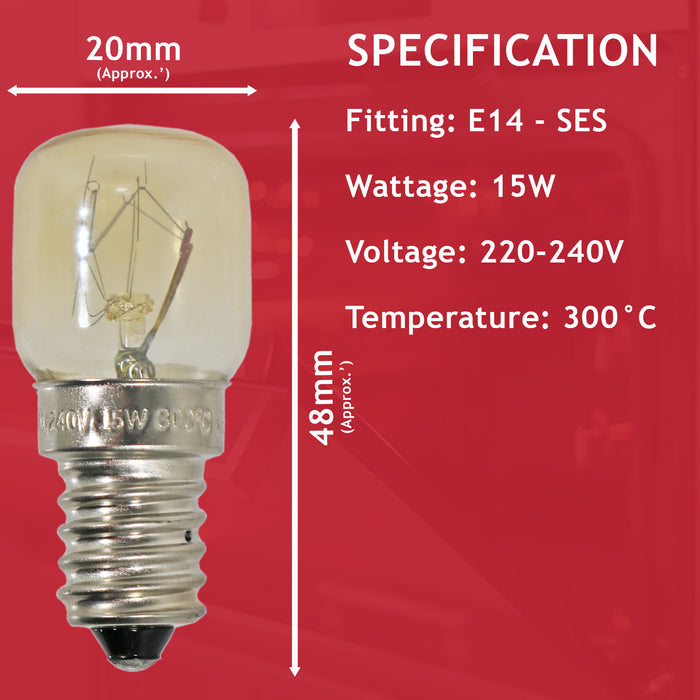 Pygmy Light Bulb Lamp for Nardi Oven Cooker Pack of 2 (15w, SES, E14)