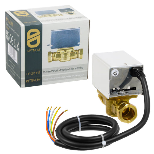 Optimum 22mm Zone Valve 2 Port Motorised 5 Wire Central Heating / Boiler System Control