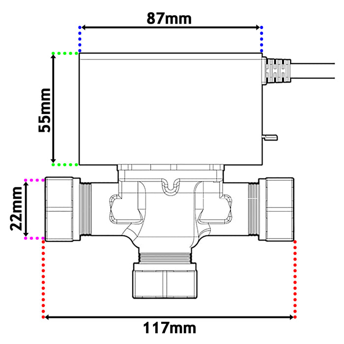 Optimum 22mm Valve Mid Position 3 Port Motorised Central Heating / Boiler System Control