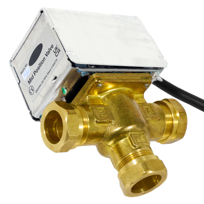 Optimum 22mm Valve Mid Position 3 Port Motorised Central Heating / Boiler System Control