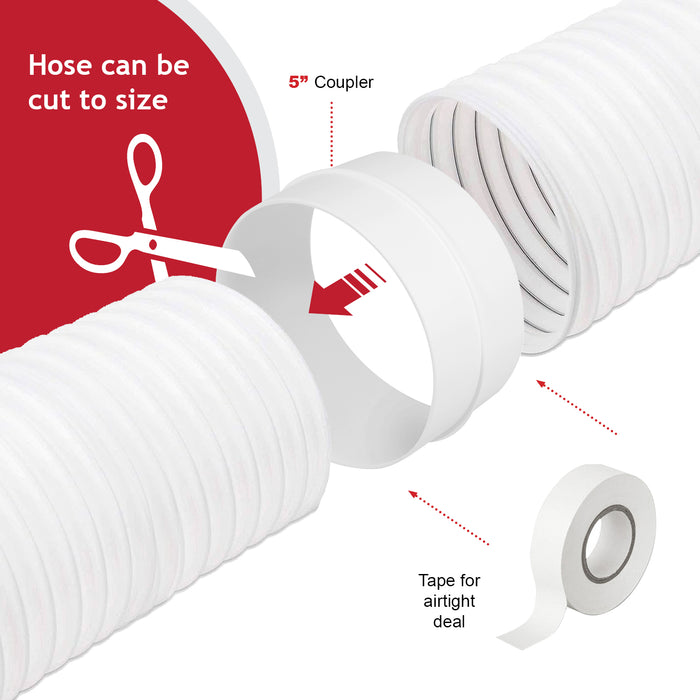 Vent Hose Pipe PVC Duct Extension Kit for Delonghi Air Conditioner (6m, 5")