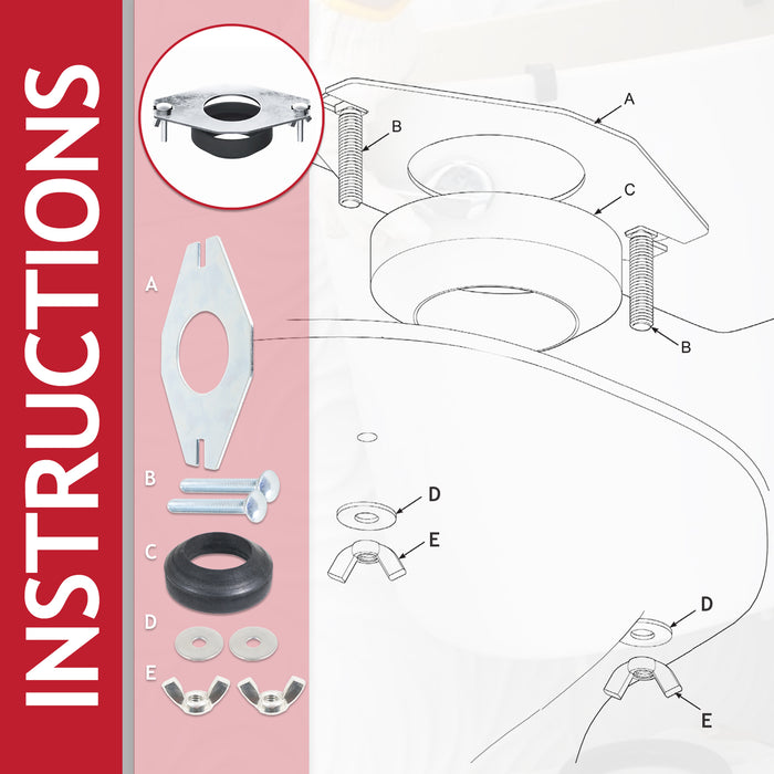 Universal Toilet Cistern Close Coupling Fixing Kit Flat Metal Plate Tank Pan Bowl Connector Set (2")