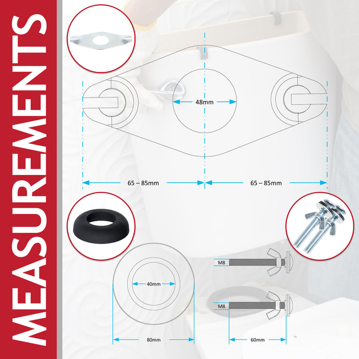 Universal Toilet Cistern Close Coupling Fixing Kit Recessed Metal Plate Tank Pan Bowl Connector Set (1 1/2")