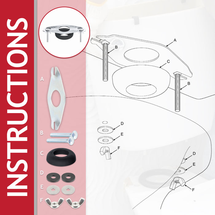 Universal Toilet Cistern Close Coupling Fixing Kit Recessed Metal Plate Tank Pan Bowl Connector Set (1 1/2")