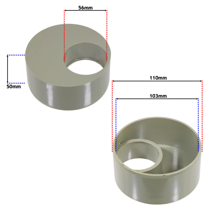 110mm to 56mm (50mm) Solvent Weld Soil System Waste Pipe Reducer Adaptor (Olive Grey)