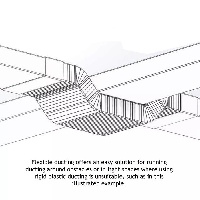 Vent Hose Rectangle PVC 3M Long Rectangular HVAC 206mm x 62mm Flexible Duct Pipe