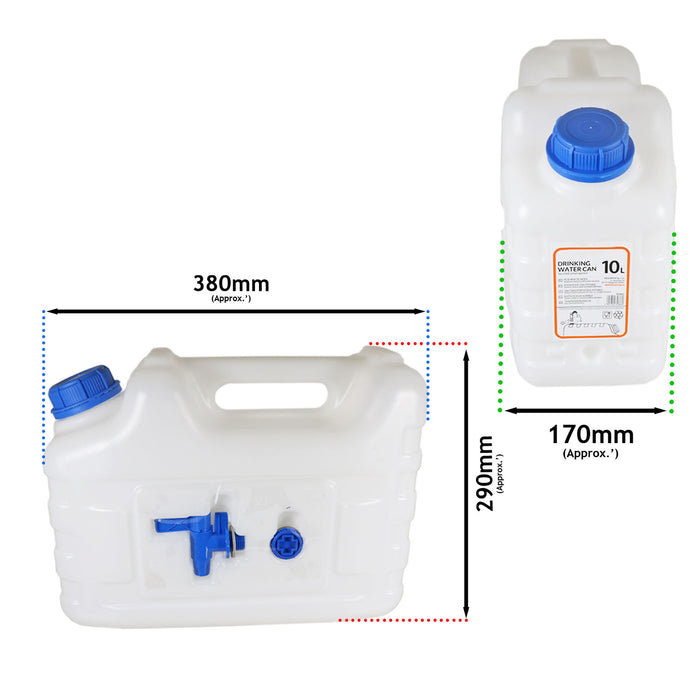 Large Water Container Jerry Can Tap Storage Tank 10L Bottle Camping Portable Cleaning Caravan Livestock Farming Equestrian Cooking