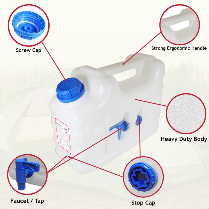 Large Water Container Jerry Can Tap Storage Tank 10L Bottle Camping Portable Cleaning Caravan Livestock Farming Equestrian Cooking