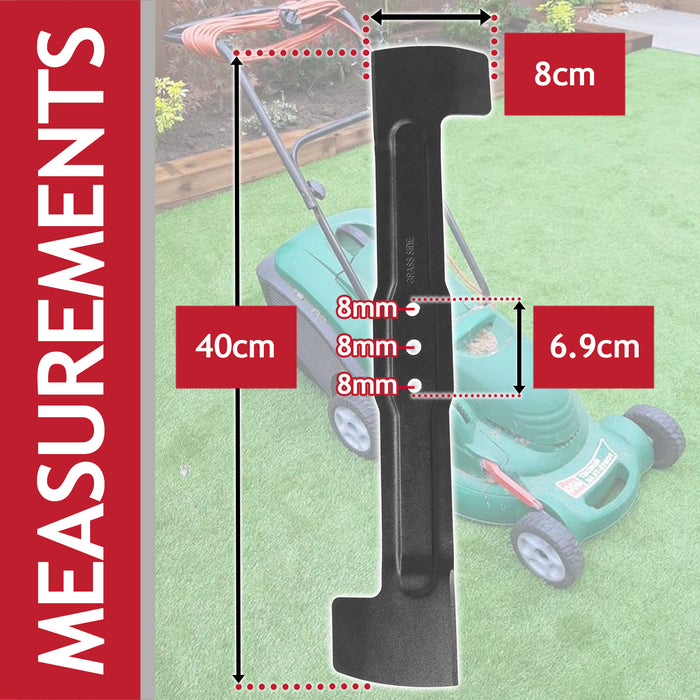 Metal Blade for Qualcast Power Trak 400 4000 Lawnmower (40cm) + Drill Sharpener Attachment