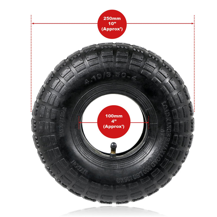 Wheelbarrow Wheel Tyre and Inner Tube (4.10-4 3.50-4, 30psi) 4 inch cart trolley x 2