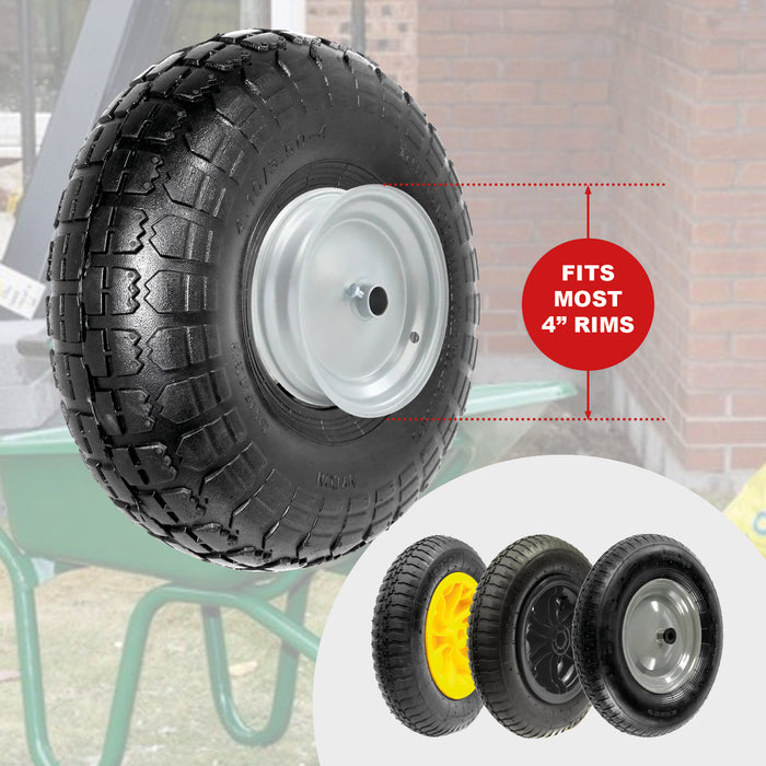 Wheelbarrow Wheel Tyre and Inner Tube (4.10-4 3.50-4, 30psi) 4 inch cart trolley + extra Innertube