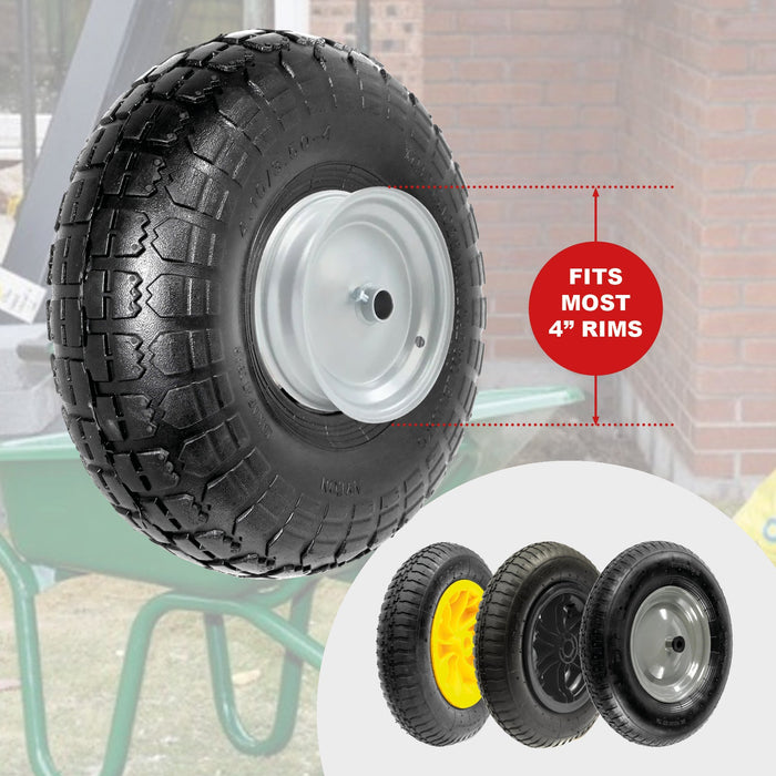 Wheelbarrow Wheel Tyre and Inner Tube (4.10-4 3.50-4, 30psi) 4 inch cart trolley x 2