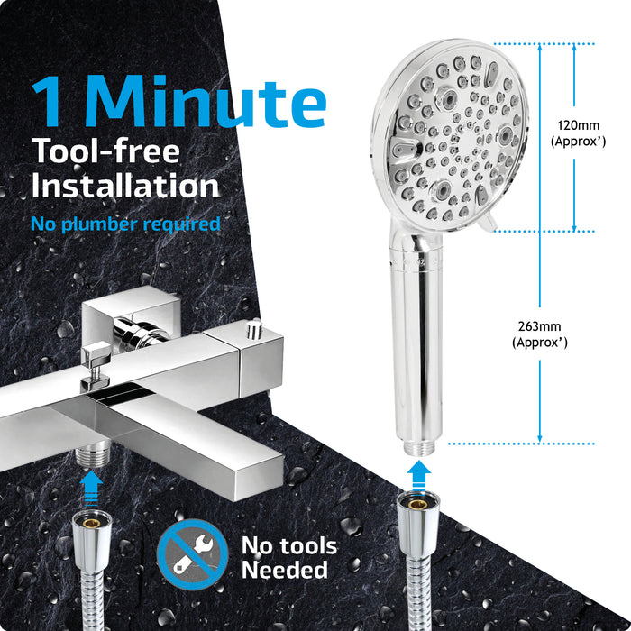 Shower Head and Filter Multi Function 9 Power Modes Massage Mist Chrome